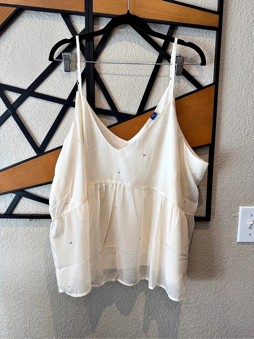 Old Navy Embellished Cami Peplum Top Embellished Camisole in White
